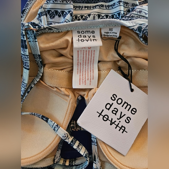 NWT Somedays Lovin Women's Blue and White One Piece Swimsuit Size XS - Picture 4 of 9